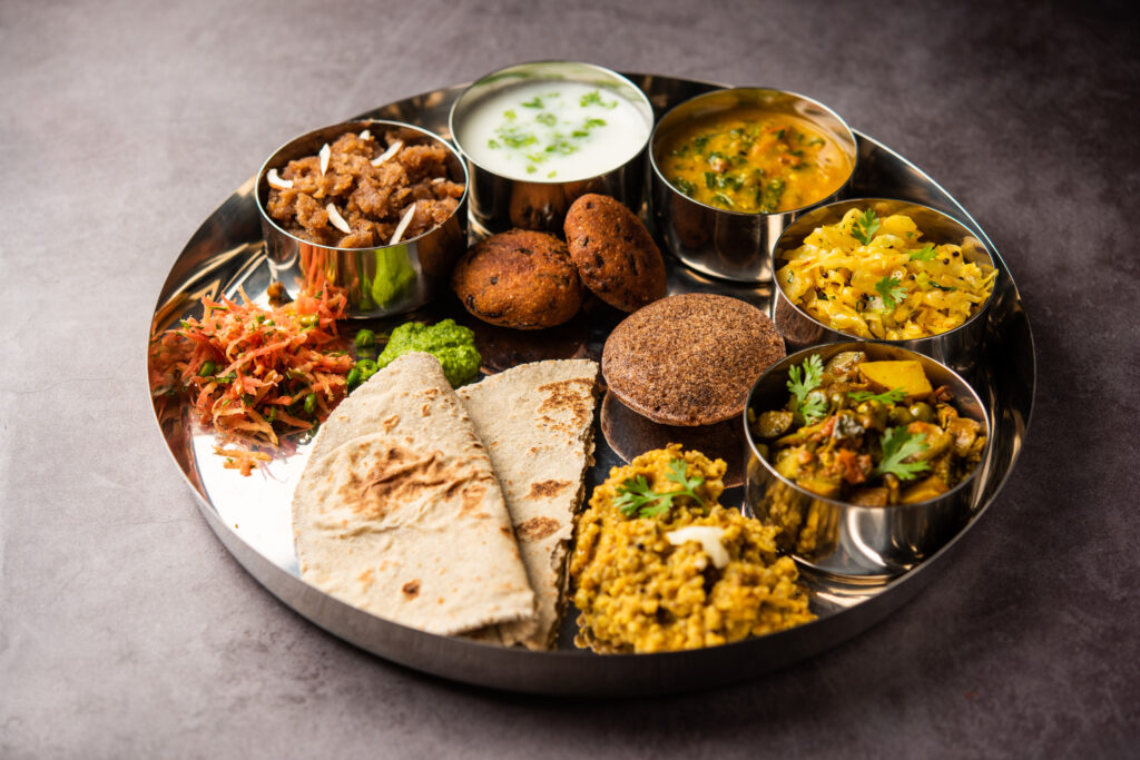 millet food thali or platter is an indian vegetarian age old way of eating